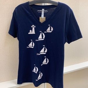 Marushka relaxed v-neck sail boats Tee